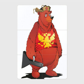 Магнитный плакат 2Х3 с принтом Мишка с футляром в Тюмени, Полимерный материал с магнитным слоем | 6 деталей размером 9*9 см | Тематика изображения на принте: балалайка | красный | медведь | патриот | россия | русь | ушанка | футляр