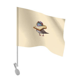 Флаг для автомобиля с принтом Голубь и Хлебушек в Тюмени, 100% полиэстер | Размер: 30*21 см | bird | birds | bread | dove | doves | fly | wing | wings | голуби | голубь | клюв | когти | крыло | крылышки | крылья | полет | птица | птицы | птичка | птички | хлеб