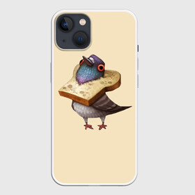 Чехол для iPhone 13 с принтом Голубь и Хлебушек в Тюмени,  |  | bird | birds | bread | dove | doves | fly | wing | wings | голуби | голубь | клюв | когти | крыло | крылышки | крылья | полет | птица | птицы | птичка | птички | хлеб