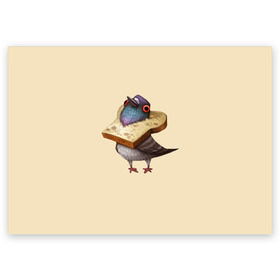 Поздравительная открытка с принтом Голубь и Хлебушек в Тюмени, 100% бумага | плотность бумаги 280 г/м2, матовая, на обратной стороне линовка и место для марки
 | bird | birds | bread | dove | doves | fly | wing | wings | голуби | голубь | клюв | когти | крыло | крылышки | крылья | полет | птица | птицы | птичка | птички | хлеб