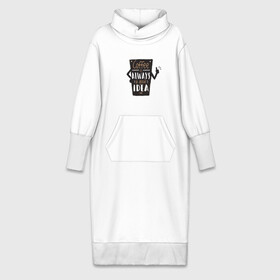 Платье удлиненное хлопок с принтом Кофе это всегда хорошая идея в Тюмени,  |  | cafe | coffee | бариста | кафе | кофе | кофеин | с кофе | я люблю кофе