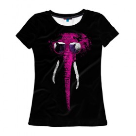 Женская футболка 3D с принтом Слон в Очках в Тюмени, 100% полиэфир ( синтетическое хлопкоподобное полотно) | прямой крой, круглый вырез горловины, длина до линии бедер | 