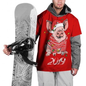 Накидка на куртку 3D с принтом Полосатый поросенок в Тюмени, 100% полиэстер |  | Тематика изображения на принте: 2019 | боров | гирлянда | год | голова | дед мороз | домашнее | елочная | животное | клаус | костюм | красная | мода | новый год | подарок | поздравление | полосатый | поросенок | праздник | профиль