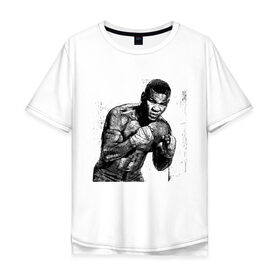 Мужская футболка хлопок Oversize с принтом Myke Tyson 8 в Тюмени, 100% хлопок | свободный крой, круглый ворот, “спинка” длиннее передней части | myke tyson | бокс | боксер | железный майк | нокаут