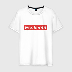 Мужская футболка хлопок с принтом ESSKEETIT в Тюмени, 100% хлопок | прямой крой, круглый вырез горловины, длина до линии бедер, слегка спущенное плечо. | esskeetit | lil pump | music | rap | газзи гарсия | музыка | рэп | эщкере