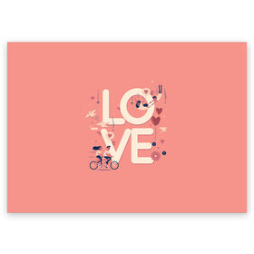 Поздравительная открытка с принтом Любящая пара в Тюмени, 100% бумага | плотность бумаги 280 г/м2, матовая, на обратной стороне линовка и место для марки
 | love | голуби | любовь | пара | птицы | сердечко | шарик