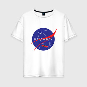 Женская футболка хлопок Oversize с принтом NASA Space в Тюмени, 100% хлопок | свободный крой, круглый ворот, спущенный рукав, длина до линии бедер
 | alien | earth | express | futurama | galaxy | moon | nasa | planet | space | star | ufo | world | астронавт | вселенная | гагарин | галактика | звезда | звезды | земля | ино | космонавт | космос | луна | мир | наса | небо | нло | планета | полёт