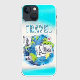 Чехол для iPhone 13 mini с принтом Путешествуй в Тюмени,  |  | travel | башня | глобус | город | море | париж | пляж | путешествия | страна