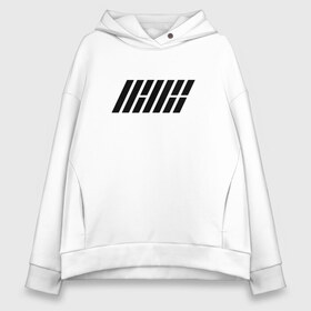 Женское худи Oversize хлопок с принтом iKON logo в Тюмени, френч-терри — 70% хлопок, 30% полиэстер. Мягкий теплый начес внутри —100% хлопок | боковые карманы, эластичные манжеты и нижняя кромка, капюшон на магнитной кнопке | Тематика изображения на принте: ikon | k pop | return | айкон