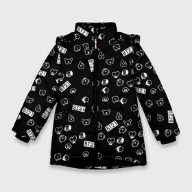 Зимняя куртка для девочек 3D с принтом BTS BT21 STICKERS в Тюмени, ткань верха — 100% полиэстер; подклад — 100% полиэстер, утеплитель — 100% полиэстер. | длина ниже бедра, удлиненная спинка, воротник стойка и отстегивающийся капюшон. Есть боковые карманы с листочкой на кнопках, утяжки по низу изделия и внутренний карман на молнии. 

Предусмотрены светоотражающий принт на спинке, радужный светоотражающий элемент на пуллере молнии и на резинке для утяжки. | bt21 | bts | bts army | bts stickers | j hope | jimin | jin | jungkook | k pop | rap monster | rapmon | suga | v | бтс | корея | стикеры bts