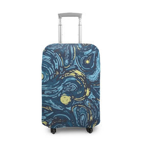 Чехол для чемодана 3D с принтом Ван Гог. Звездная Ночь в Тюмени, 86% полиэфир, 14% спандекс | двустороннее нанесение принта, прорези для ручек и колес | Тематика изображения на принте: вангог | живопись | искусство | картина | краска | синий | художник