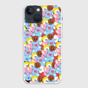 Чехол для iPhone 13 mini с принтом BTS BT21 STICKERS в Тюмени,  |  | bt21 | bts | bts army | bts stickers | j hope | jimin | jin | jungkook | k pop | rap monster | rapmon | suga | v | бтс | корея | стикеры bts