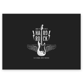 Поздравительная открытка с принтом HARD ROCK ГИТАРА в Тюмени, 100% бумага | плотность бумаги 280 г/м2, матовая, на обратной стороне линовка и место для марки
 | гитара | крылья | металл | музыка | рок | струны