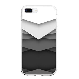 Чехол для iPhone 7Plus/8 Plus матовый с принтом Бумажные полосы в Тюмени, Силикон | Область печати: задняя сторона чехла, без боковых панелей | Тематика изображения на принте: белый | геометрия | полосы | серый | треугольник | черный