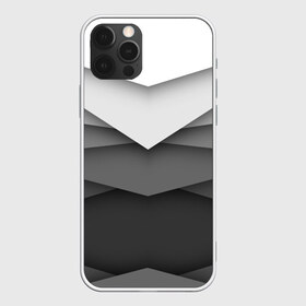 Чехол для iPhone 12 Pro Max с принтом Бумажные полосы в Тюмени, Силикон |  | белый | геометрия | полосы | серый | треугольник | черный