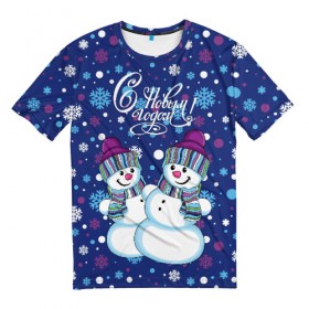 Мужская футболка 3D с принтом Снеговики в Тюмени, 100% полиэфир | прямой крой, круглый вырез горловины, длина до линии бедер | верховный | год | дизайнерск | зима | искусство | картинка | круто | лучший | мода | молодёжная | морковка | новый год | подарок | поздравление | праздник | рисунок | рождество | с новым годом | снег