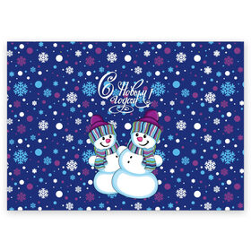 Поздравительная открытка с принтом Снеговики в Тюмени, 100% бумага | плотность бумаги 280 г/м2, матовая, на обратной стороне линовка и место для марки
 | верховный | год | дизайнерск | зима | искусство | картинка | круто | лучший | мода | молодёжная | морковка | новый год | подарок | поздравление | праздник | рисунок | рождество | с новым годом | снег