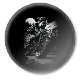 Значок с принтом Biker dog / Пёс-байкер в Тюмени,  металл | круглая форма, металлическая застежка в виде булавки | Тематика изображения на принте: biker | choper | harleydavidson | moto | motorcycle | romantic | байкер | мото | моторомантик | пёс | романтик | собака | харлей | чопер