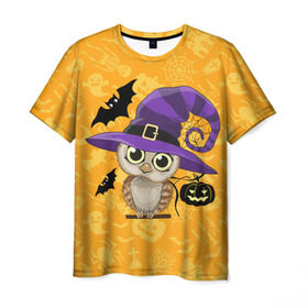 Мужская футболка 3D с принтом Совушка и хэллоуин в Тюмени, 100% полиэфир | прямой крой, круглый вырез горловины, длина до линии бедер | halloween | летучая мышь | подарок на хэллоуин | прикольная сова | сова | сова и хэллоуин | совушка | тыква | тыква на хэллоуин | хэллоуин