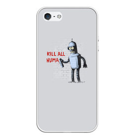 Чехол для iPhone 5/5S матовый с принтом Bender - Kill all human в Тюмени, Силикон | Область печати: задняя сторона чехла, без боковых панелей | bender | fry | futurama | planet express | бендер | гипножаба | зойдберг | лила | фрай | футурама