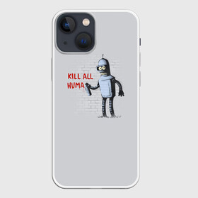 Чехол для iPhone 13 mini с принтом Bender   Kill all human в Тюмени,  |  | Тематика изображения на принте: bender | fry | futurama | planet express | бендер | гипножаба | зойдберг | лила | фрай | футурама