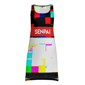 Платье-майка 3D с принтом SENPAI в Тюмени, 100% полиэстер | полуприлегающий силуэт, широкие бретели, круглый вырез горловины, удлиненный подол сзади. | alien | anime | axegao | fight | game | manga | martial artist | senpai | аниме | арт | персонажи | япония