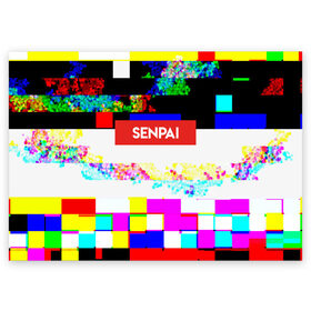 Поздравительная открытка с принтом SENPAI в Тюмени, 100% бумага | плотность бумаги 280 г/м2, матовая, на обратной стороне линовка и место для марки
 | alien | anime | axegao | fight | game | manga | martial artist | senpai | аниме | арт | персонажи | япония