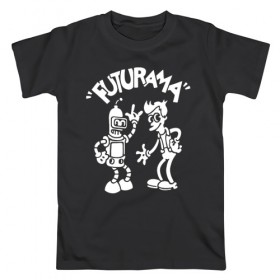 Мужская футболка хлопок с принтом Futurama - Cartoon в Тюмени, 100% хлопок | прямой крой, круглый вырез горловины, длина до линии бедер, слегка спущенное плечо. | bender | fry | futurama | planet express | бендер | зойдберг | лила | фрай | футурама