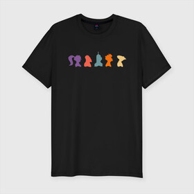 Мужская футболка хлопок Slim с принтом Futurama characters в Тюмени, 92% хлопок, 8% лайкра | приталенный силуэт, круглый вырез ворота, длина до линии бедра, короткий рукав | bender | fry | futurama | planet express | бендер | гипножаба | зойдберг | лила | фрай | футурама