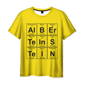 Мужская футболка 3D с принтом Альберт Эйнштейн в Тюмени, 100% полиэфир | прямой крой, круглый вырез горловины, длина до линии бедер | albert | chemistry | einstein | math | mendeleev | phisics | science | table | альберт | математика | менделеева | наука | таблица | физика | химия | эйнштейн