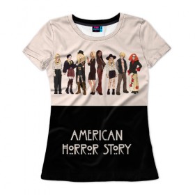 Женская футболка 3D с принтом American Horror Story в Тюмени, 100% полиэфир ( синтетическое хлопкоподобное полотно) | прямой крой, круглый вырез горловины, длина до линии бедер | american horror story | coven | американская история ужасов | ведьмы | ковен
