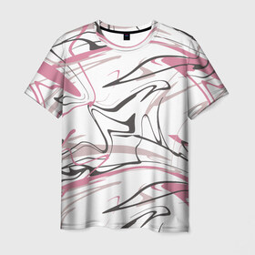 Мужская футболка 3D с принтом Хаотичные линии в Тюмени, 100% полиэфир | прямой крой, круглый вырез горловины, длина до линии бедер | абстракция | розовый | цвет | черный