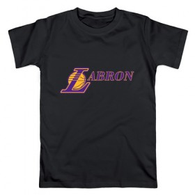 Мужская футболка хлопок с принтом Lakers - Lebron в Тюмени, 100% хлопок | прямой крой, круглый вырез горловины, длина до линии бедер, слегка спущенное плечо. | 