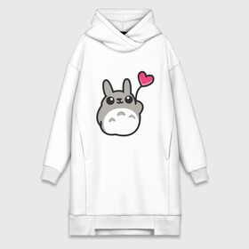 Платье-худи хлопок с принтом Love Totoro заяц в Тюмени,  |  | forest | friend | ghibli | japan | keeper | nature | neigbor | neighbour | totoro | анимация | аниме | гибли | дерево | друг | животные | лес | любовь | милый | мир | миядзаки | мульт | мультфильм | природа | сердце | сосед | тоторо