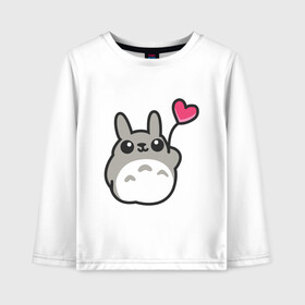 Детский лонгслив хлопок с принтом Love Totoro в Тюмени, 100% хлопок | круглый вырез горловины, полуприлегающий силуэт, длина до линии бедер | Тематика изображения на принте: forest | friend | ghibli | japan | keeper | nature | neigbor | neighbour | totoro | анимация | аниме | гибли | дерево | друг | животные | лес | любовь | милый | мир | миядзаки | мульт | мультфильм | природа | сердце | сосед | тоторо