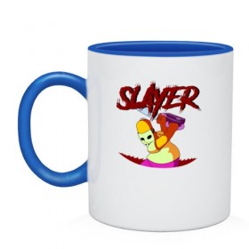 Кружка двухцветная с принтом Homer Slayer в Тюмени, керамика | объем — 330 мл, диаметр — 80 мм. Цветная ручка и кайма сверху, в некоторых цветах — вся внутренняя часть | 