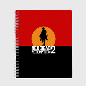 Тетрадь с принтом Red Dead Redemption 2 в Тюмени, 100% бумага | 48 листов, плотность листов — 60 г/м2, плотность картонной обложки — 250 г/м2. Листы скреплены сбоку удобной пружинной спиралью. Уголки страниц и обложки скругленные. Цвет линий — светло-серый
 | game | rdr2 | red dead redemption 2 | rockstar studios | игры