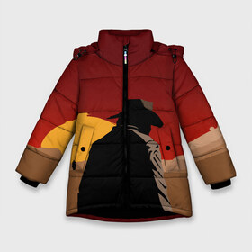 Зимняя куртка для девочек 3D с принтом Red Dead Redemption 2 в Тюмени, ткань верха — 100% полиэстер; подклад — 100% полиэстер, утеплитель — 100% полиэстер. | длина ниже бедра, удлиненная спинка, воротник стойка и отстегивающийся капюшон. Есть боковые карманы с листочкой на кнопках, утяжки по низу изделия и внутренний карман на молнии. 

Предусмотрены светоотражающий принт на спинке, радужный светоотражающий элемент на пуллере молнии и на резинке для утяжки. | dead | gamer | john | marston | rdr | red | redemption | rockstar | shooter | western | вестерн | джон | марстон | шутер