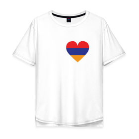 Мужская футболка хлопок Oversize с принтом Love Armenia в Тюмени, 100% хлопок | свободный крой, круглый ворот, “спинка” длиннее передней части | Тематика изображения на принте: 