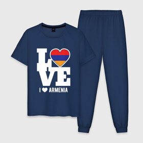 Мужская пижама хлопок с принтом Love Armenia в Тюмени, 100% хлопок | брюки и футболка прямого кроя, без карманов, на брюках мягкая резинка на поясе и по низу штанин
 | 