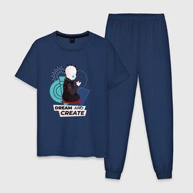 Мужская пижама хлопок с принтом Панк Будда в Тюмени, 100% хлопок | брюки и футболка прямого кроя, без карманов, на брюках мягкая резинка на поясе и по низу штанин
 | 