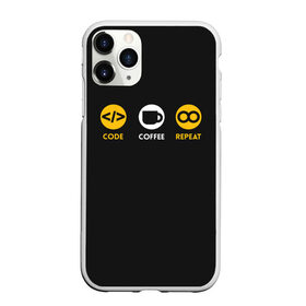 Чехол для iPhone 11 Pro матовый с принтом Code Coffee Repeat в Тюмени, Силикон |  | Тематика изображения на принте: admin | administrator | calm | code | coder | coding | engineer | job | keep | programmer | администратор | айти | инженер | код | кодинг | программа | программист | профессия | сисадмин