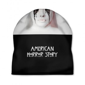 Шапка 3D с принтом American Horror Story в Тюмени, 100% полиэстер | универсальный размер, печать по всей поверхности изделия | ahs | american horror story | американская история ужасов | демон | краска | лицо | макияж | монашка | черные глаза