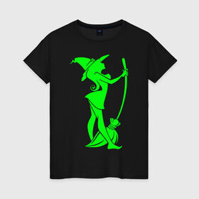 Женская футболка хлопок с принтом Witch Please в Тюмени, 100% хлопок | прямой крой, круглый вырез горловины, длина до линии бедер, слегка спущенное плечо | Тематика изображения на принте: 