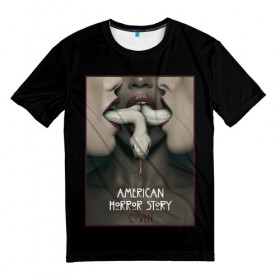 Мужская футболка 3D с принтом American Horror Story в Тюмени, 100% полиэфир | прямой крой, круглый вырез горловины, длина до линии бедер | 