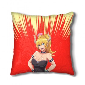 Подушка 3D с принтом Bowsette в Тюмени, наволочка – 100% полиэстер, наполнитель – холлофайбер (легкий наполнитель, не вызывает аллергию). | состоит из подушки и наволочки. Наволочка на молнии, легко снимается для стирки | 