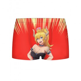 Мужские трусы 3D с принтом Bowsette в Тюмени, 50% хлопок, 50% полиэстер | классическая посадка, на поясе мягкая тканевая резинка | 