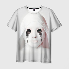 Мужская футболка 3D с принтом American Horror Story в Тюмени, 100% полиэфир | прямой крой, круглый вырез горловины, длина до линии бедер | ahs | american horror story | американская история ужасов | демон | лицо | макияж | монашка | черные глаза
