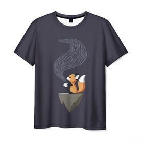 Мужская футболка 3D с принтом Coffee Fox в Тюмени, 100% полиэфир | прямой крой, круглый вырез горловины, длина до линии бедер | Тематика изображения на принте: coffee | cute | fox | foxes | ginger | tail | забавная | кофе | кофеёк | кофеёчек | лис | лиса | лисица | лисицы | лисичка | лисички | лисы | милая | рыжая | рыжие | смешная | фыр | хвост | хвосты