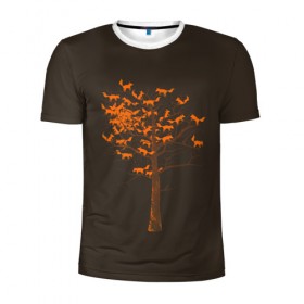 Мужская футболка 3D спортивная с принтом Дерево Лисиц в Тюмени, 100% полиэстер с улучшенными характеристиками | приталенный силуэт, круглая горловина, широкие плечи, сужается к линии бедра | cute | fox | foxes | ginger | tail | tree | trees | дерево | деревья | забавная | лис | лиса | лисица | лисицы | лисичка | лисички | лисы | милая | рыжая | рыжие | смешная | фыр | хвост | хвосты